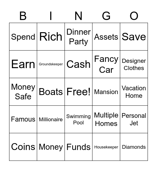 Millionaire Bingo Card