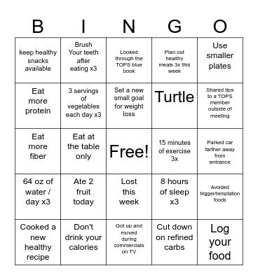 TOPS Bingo Card