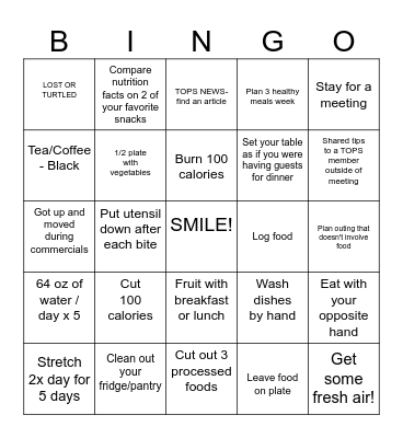 TOPS Bingo Card