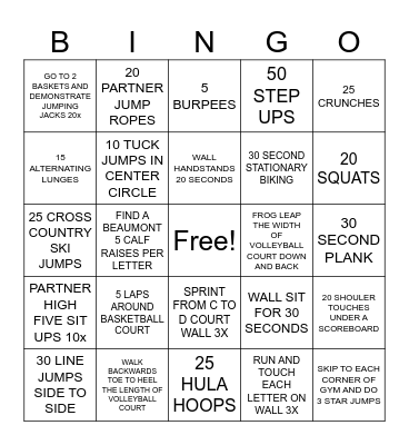FITNESS BINGO Card