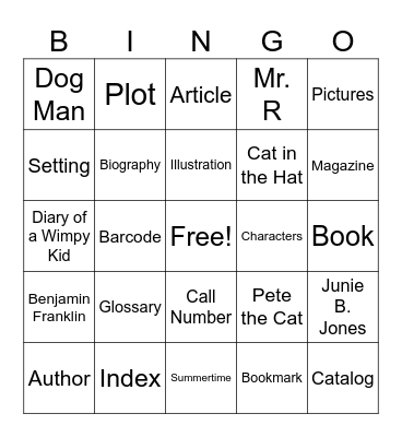Library Bingo!!! Bingo Card