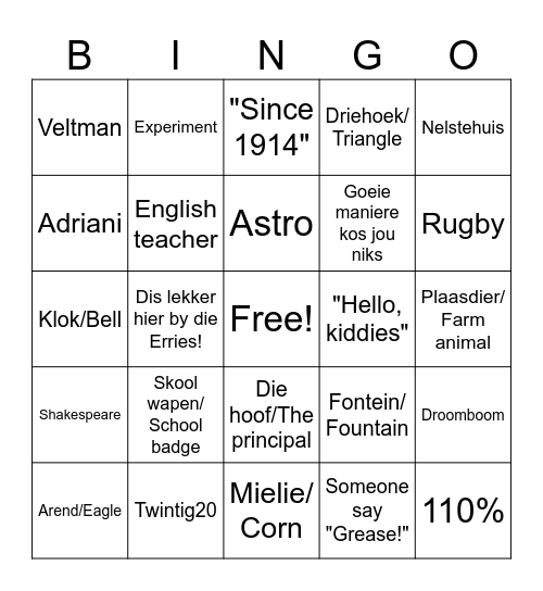 A3 Bingo Card
