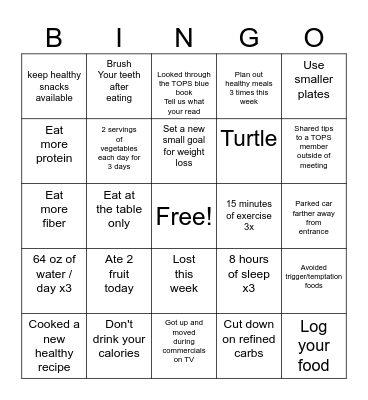 TOPS Bingo Card