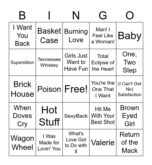 MM Greatest Hits Bingo #2 Bingo Card