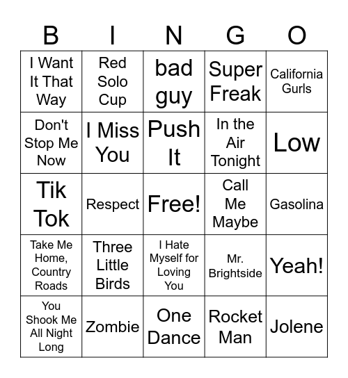 MM Greatest Hits Bingo #3 Bingo Card