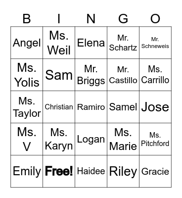 Our 2023-2024 Class! Bingo Card
