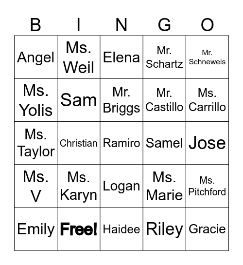 Our 2023-2024 Class! Bingo Card