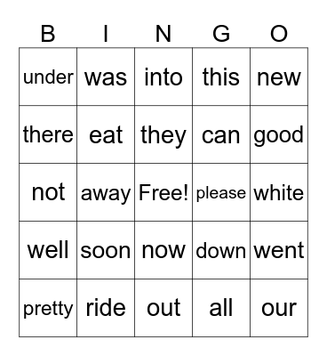 HFW Bingo Card