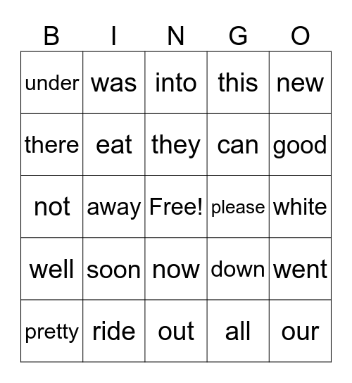HFW Bingo Card