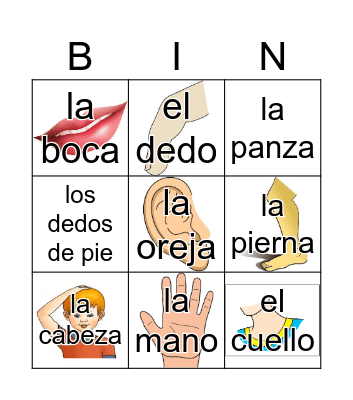 Body Bingo Card