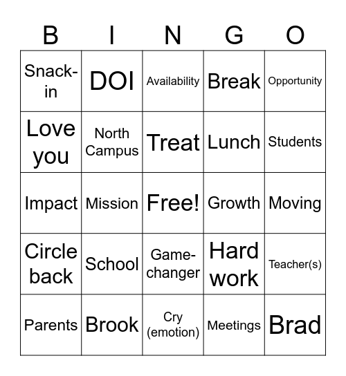 23-24 Funeral End of Year Snack-in Bingo Card