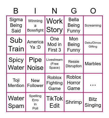 Bitz Bingo Card