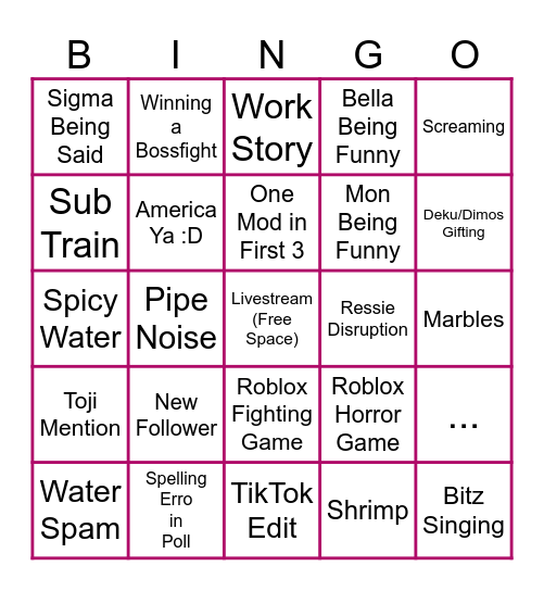 Bitz Bingo Card