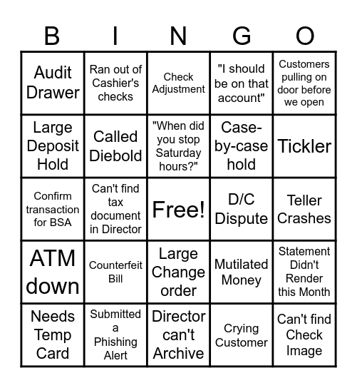 Monday Morning Retail Bingo Card