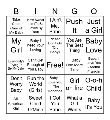 Baby Shower Music Bingo Card