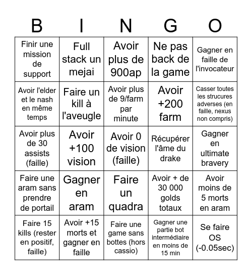 Bingo lol Bingo Card