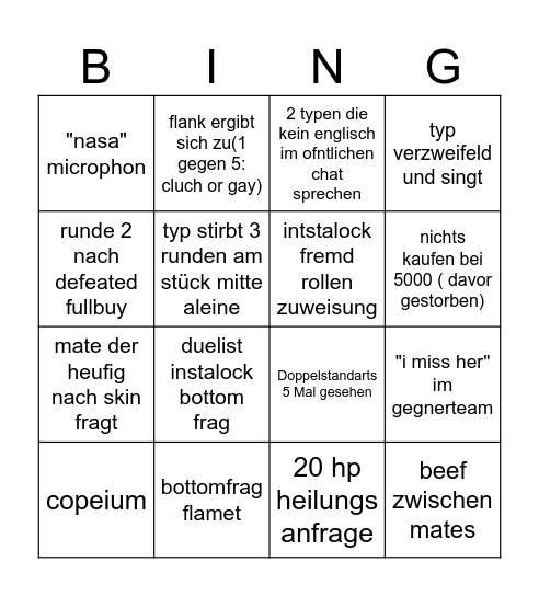 Valo ranked Bingo Card