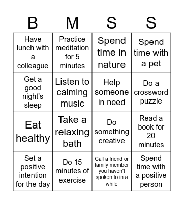 GFIT Wellness Bingo! Bingo Card