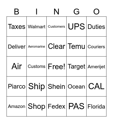SASSI BINGO Card