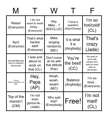 Jelly Bean Bingo Card