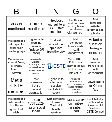 Rivers of Data, Bridges of “STLT”: Elevating public health informatics BINGOingo Bingo Card