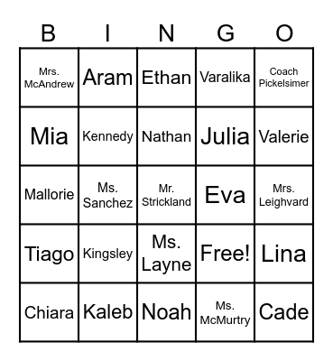 Friends Bingo Card