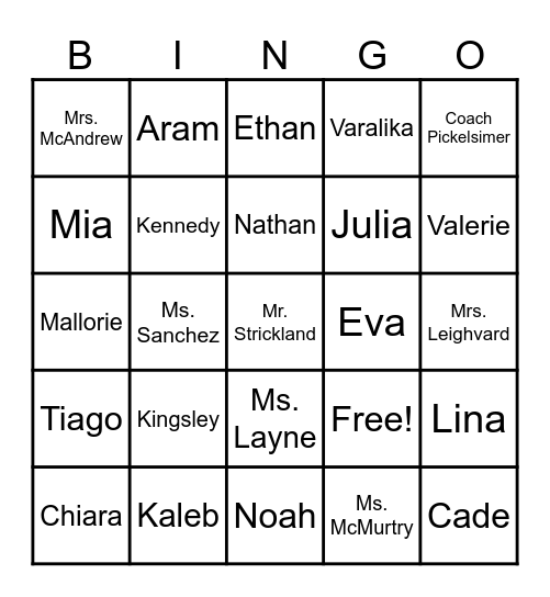 Friends Bingo Card