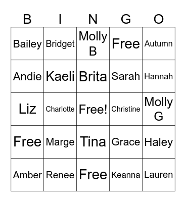 Panty Bingo Card