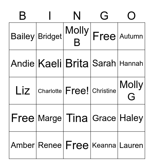 Panty Bingo Card