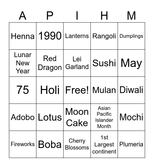 Happy Asian American Pacific Islander Month! Bingo Card