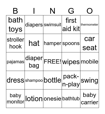 Luke & Seana's Gift Opening BINGO Game Bingo Card