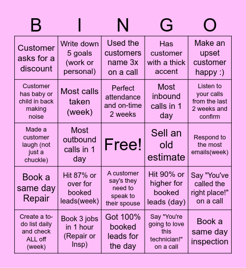 Workplace Bingo Card