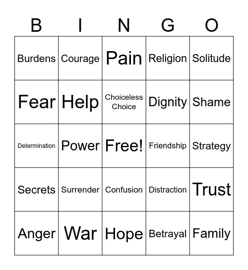 Resistance 45-46 Bingo Card