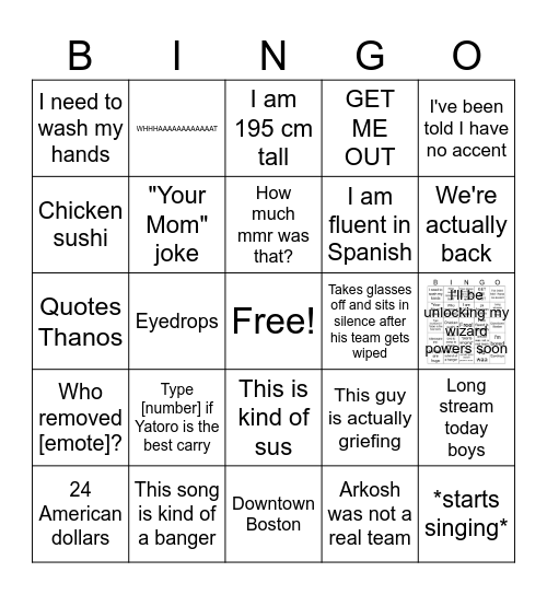 qojqva stream bingo Card