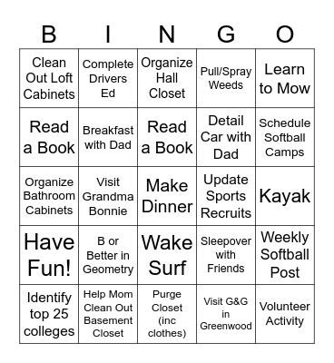 Summer of '24 Bingo Card