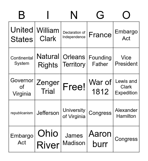 chapter 9 Bingo Card