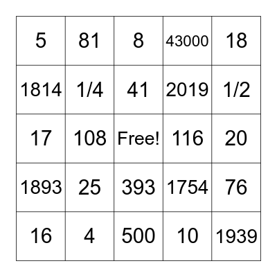 Gun Violence Statistics Bingo Card