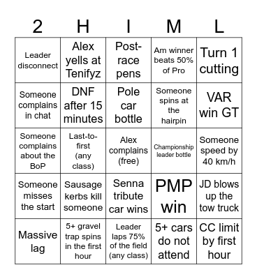 Coppa Ascari blursed bingo Card