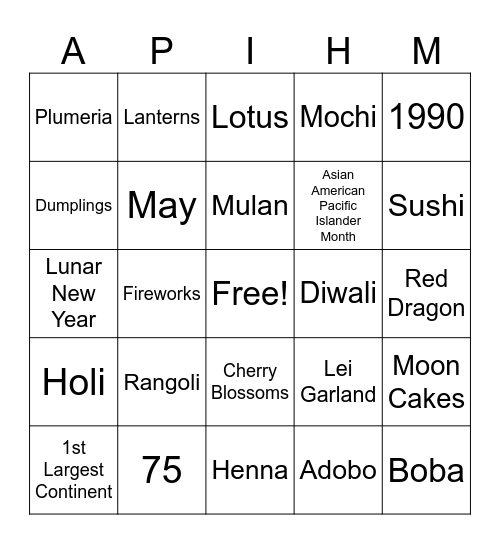 Happy Asian American Pacific Islander Month! Bingo Card