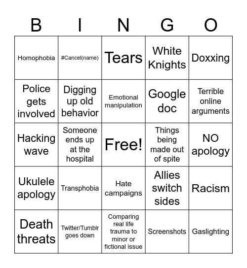 Discourse Bingo Card