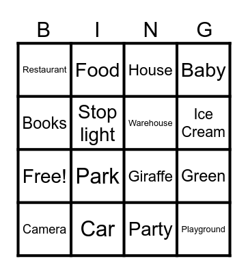 Words Bingo Card