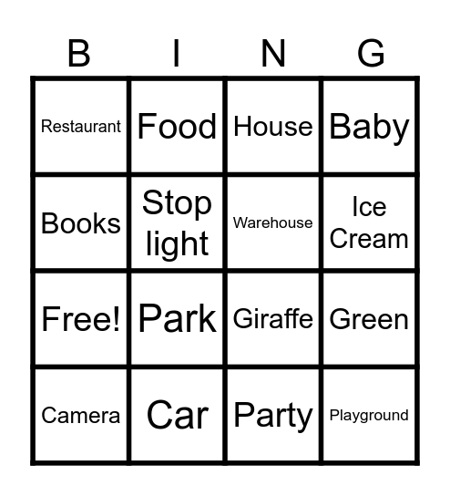 Words Bingo Card