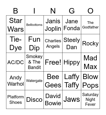 70s Bingo Card