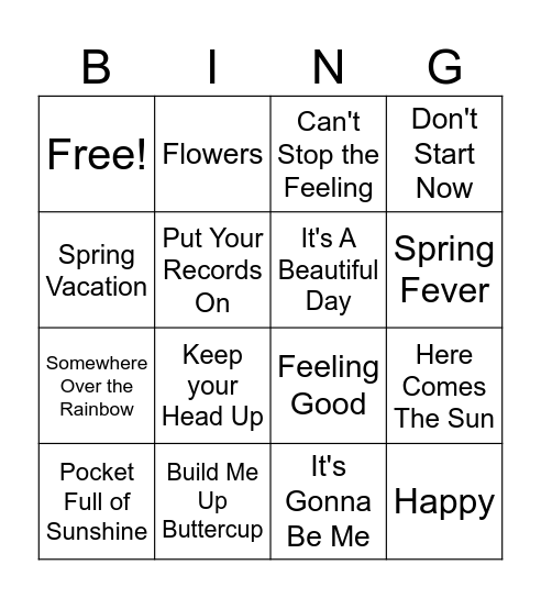 Spring Bingo Card