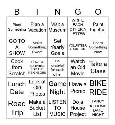 ADVENTURES TOGETHER Bingo Card