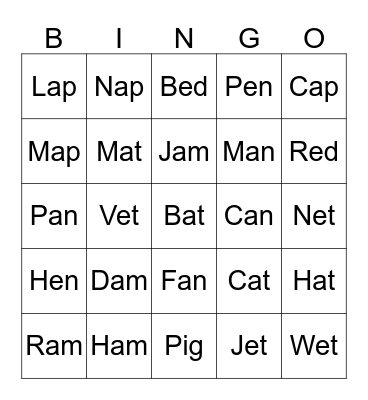 Phonics Units 1-3 Bingo Card