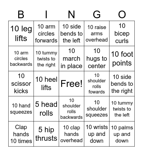 MOVEMENT BINGO Card