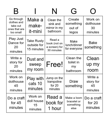 Raeah Summer Time Bingo Card