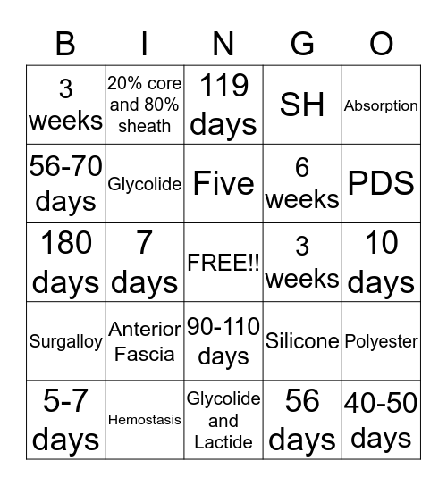 Slingin String  Bingo Card
