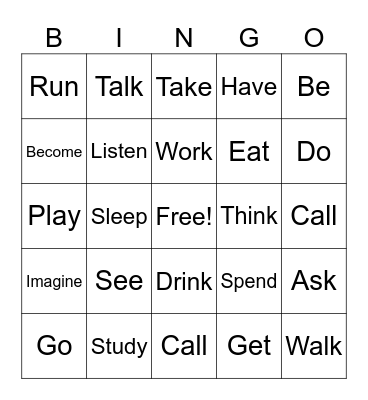 English I Bingo Card
